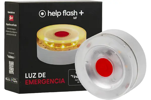 help flash IoT+, Luz de Emergencia V16 con Geolocalización y más de 290 candelas de potencia, Exigible a partir de 2026, Conectada con DGT 3.0, Señal V-16 para Coches, plan de datos incluido