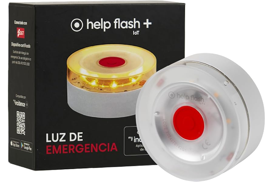 help flash IoT+, Luz de Emergencia V16 con Geolocalización y más de 290 candelas de potencia, Exigible a partir de 2026, Cone