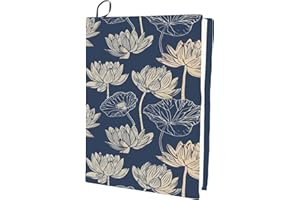 CRASPIRE Lotus Stretchable Book Cover Flower Vintage Ruffle Washable Reusable Large Nylon Book Protector Elastic Notebook Wraps Suitable for Hardcover Books Classroom Students