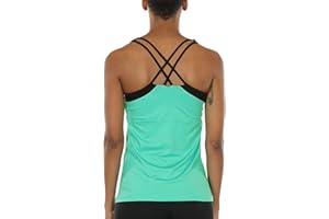 icyzone Canotta da Donna Sportiva 2 in 1 Canottiera Sportiva con Reggiseni Sportivi Traspirante Comodo Canotte per Yoga Pilates Fitness