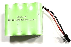 YUNIQUE GREEN-CLEAN-POWER Batteria 9.6V 2400mAh Ni-MH per RC - Connettore SM-2P | Truck, Auto, Elicottero RC | Alta Capacità | 60 x 50 x 30mm - 160g