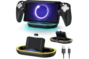 Upgarde Ladestation für Playstation Portal Remote Player, Magnetischer Typc-C Ladegerät für PS5, Tragbare Docking Station mit Buntem Licht (Case Friendly, NUR Ladestation)