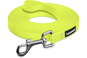 Looxmeer Longe pour Chien, 3 m/5m/7m/10m/15m/20m/25m/30m, Laisse Chien avec Poignée et Sac de Rangement, Laisses Étanches pour Chiens de Dressage de Toutes Tailles, Laisse Longue Robuste (Jaune)