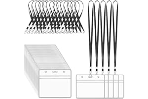 XHDA Black 30PCS Lanyards for Neck with 30PCS Card Holder, Lanyard with Clear Plastic Card Holder for ID Card and Staff