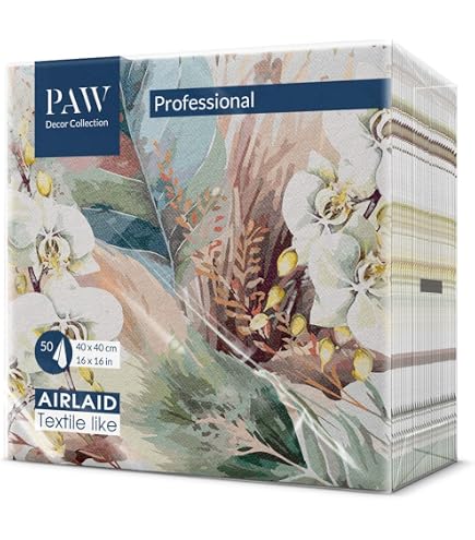 Tovaglioli Di Carta Maki 3 Strati Per Decoupage – 33x33 Cm – Confezione 20 Pezzi – Peonie Bianche Rugiadose