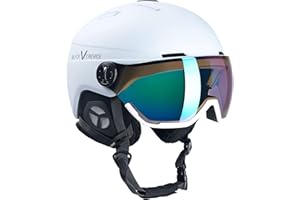 BLACK CREVICE Casco da sci Calgary I Casco da sci con visiera stile pilota in diversi colori I Casco da sci per Uomo & Donna I Casco da sci in policarbonato I Casco traspirante I Regolabile