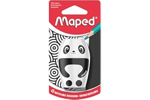 Maped - Material Escolar - Sacapuntas Shakky - Sacapuntas con Depósito - Tiene 1 Orificio para Afilar - Gran Capacidad de Reserva - Diseño Lúdico de Panda