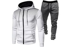 nTRIUQJ Tenue Sport Homme DéContracté Hooded Survetement Sport Ensemble Doux Chic VêTement Complet Full Zip Sweat à Capuche et Pantalon et Fall Jogging Homme Ensemble Training Homme Complet Pas Cher