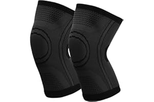 Laughhe 2 Pièces Genouillère Sport, Genouillère Élastique Réglable Genouillère de Compression Sports Noir Attelle Genou Hommes Femme pour Déchirure du Ménisque Arthrite Arthrose