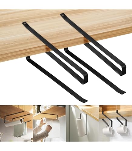 Porte Essuie-tout, Porte Sopalin Sans Perçage, Porte Rouleau Essuie Tout Mural Auto Adhesif A Suspendre Noir Support Sopalin Effet Amortissant 97311910
