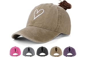 HeyCaps Pferdeschwanz Baseball Cap Damen Verstellbare Baseballkappe Vintage Mützen Sonnenschutz Basecap Mit Zopf Loch für Sommer Sport