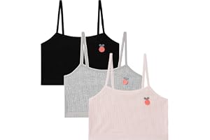 Happy Cherry Tonåring Flickor Sport-BH Mjuk Bekväm Bomull Cami Toppar Icke-Vadderad Ribbad Stickad Träning Första BH 3-pack för barn 9-14 år