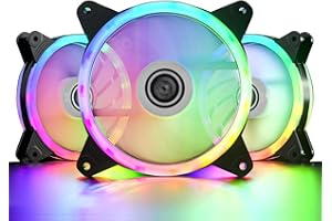 ONEWATT DS 5V Motherboard Connector Double Ring Light 120MM ARGB Fans for PC Cases, CPU Coolers, Water Cooling Radiators System (Compatible with ASUS Aura Sync or MSI Mystic Control, 3Pack RGB Fans, B Series)