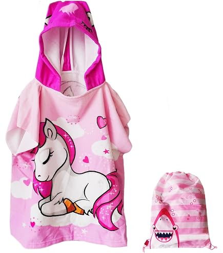 Accappatoio Poncho Per Bambini In Flanella E Pile - Con Cappuccio, Senza Maniche, Assorbente E Caldo - Per Dopo Il Bagno O Piscina