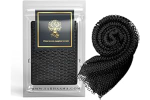 Sarhaana Filet de Douche africain Djampe Eponge de Bain exfoliante Gant Fleur de Toilette XL Accessoire Femme Homme Enfant Filet de Gommage corporelle (NOIR)