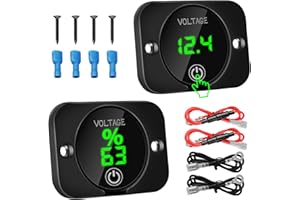 Linkstyle 2PCS DC 12V 24V Volt Meter, Waterproof Voltmeter with Overload Protection, 12V Battery Monitor for Car Motorcycle Boat Truck RV