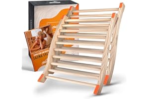 ALPENHAUCH Lot de 2 dossiers pour sauna en 100 % bois naturel - Dossier ergonomique avec forme en S incurvée - Accessoire de sauna élégant - Cabine infrarouge confortable - Avec e-book (français non