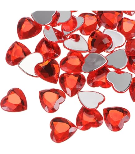 Strass En Forme De Cœur Acrylique - Lot De 20 Pièces - 25 Mm Rouge - Autocollants Pour DIY, Décoration, Bijoux - 8