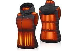 TODWARM Beheizbare Weste Damen mit Powerbank, 15 Heizzonen Heizweste Damen Abnehmbarer Kapuze Wärmeweste für Camping Wandern