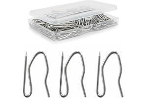 THE BEAD SHOP Curtain Hooks - Heavy Duty Metal Pin Hooks, 50 Pack Zinc Curtain Hooks for Pencil Pleat Curtains, Tracks, Rings and Rails
