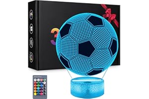 Yulado Fussball Geschenke,3D Nachtlicht Optische Täuschungs Deko lampe mit 16 Farben Ändern und Fernbedienung Fußball Geburtstag Weihnachtsidee für Jungen Mädchen