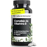 Vitamin B Complex + Cofactors - 240 Tablets with 8 B Vitamins - B1, B2, B3, B5, B6, B7, B9, B12 + Inositol and Choline in Hig