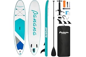 Panana Stand Up Paddle Gonflable Planche de Sup avec Accessoires, Kit de Surf, Pagaie Réglable, Ultra-Légère, Pont Antidérapant pour Adultes et Jeunes