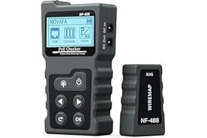 Noyafa Tester per Cavi di Rete con LCD Tester Lan con Funzione POE Test di Tensione e Corrente per Verificare lo Stato di Cortocircuito, Incrocio e Circuito Aperto dei Cavi di Rete, NF-488