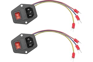 PNGKNYOCN 6A 250V Rocker Switch Power socket module plug 10A fusible avec indicateur lumineux 18 AWG câble 3 - Pin iec320 C14, appareils ménagers ou appareils de bricolage (2 PCS)