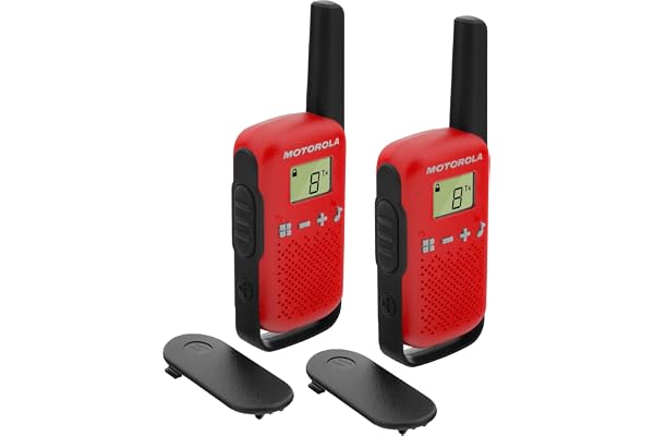 Motorola Solutions - Talkie Walkie T42 Red Talkabout PMR446, 16 canaux, portée 4 km, Rouge, 2 unités, Fonction d'appel de Groupe