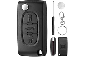 KEYQUEEN CE0536 3 Buttons Key Fob Replacements for Citroen Peugeot Partner Citroen Dispatch Key Toyota Proace Van Key Shell VA2 Blade 2015 Berlingo Key Fob Key Shell Remote Car Key Fob Case with 1620 Battery