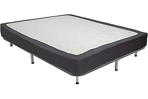 Alyvia Spring Funda de somier, tamaño matrimonial, tejido de punto y elástico alrededor de 4 lados, falda de cama para hotel y hogar, matrimonial/matrimonial, XL, gris jaspeado