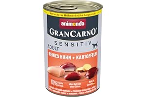 animonda GranCarno Hunde Nassfutter Sensitiv Reines Huhn + Kartoffeln (6 x 400g), getreidefreies Hundenassfutter ohne Zucker, für ausgewachsene Hunde, mit frischen fleischigen Zutaten