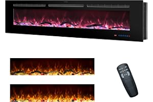 Rodalflame 152cm, Electric Fireplace, Recessed Fireplace with Remote Control, 13 Flame Colors with Trunk and Glass, 9H Timer