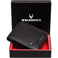 WildHorn® RFID Protected Genuine Leather Wallet for Men(Black)