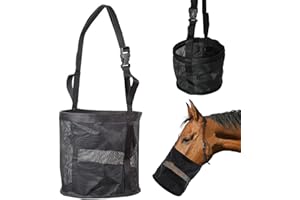HPERU Sac d'alimentation à cheval Sac d'alimentation en nylon en mailles de nylon avec sangle à cheval étanche réglable m m m m