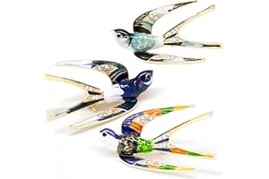 CAILIYA CAILI 3 pcs Broche de Golondrina, Broche de Animal de Epoca, Alfiler en Aleación de Diamantes de Imitación, Adorno Perfecto y Regalo para Niños y Niñas