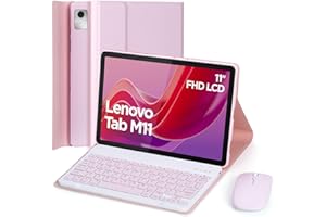 EHLCYS Funda con Teclado para Lenovo Tab M11 11 Pulgadas 2024 Modelo TB330FU/TB330XU, con Ratón Español Ñ Teclado Bluetooth Inalámbrico Desmontable con Ultrafina Funda,Rosado