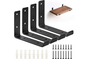 DBREAKS 4 Stk Regalhalterung Schwarze, L-Form Regalhalter, Wandregal Halterung, Heavy Duty Regalhalterung, Regalträger Metall, Für Bücherregale, Schrankregale, Badezimmerregale, Blumenregale,13.5cm