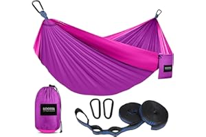 Kootek Camping Hammock 500 lbs Capacity, Portable Hammocks with Tree Straps & Attached Carry Bag, Camping Essentials Gear, Perfect for Outside Indoor Hiking Beach Backpack Travel