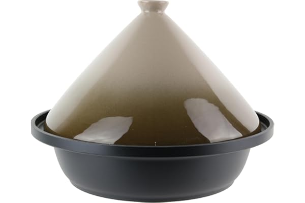 COOK CONCEPT - KC24041, Tajine en Fonte d'Aluminium Ronde Compatible Induction, Plat de Cuisson Pratique et Élégant pour Repas en Famille, 30 cm, Taupe