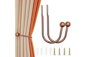 STOOKI 2 Alzapaños Cortinas de Metal Pared Alzapaños de Cortina Metálicos Corbata de Cortina de Metal en Forma de U Ganchos de Cortina de Metal Cortina Hebillas de Cortina(Bronce)