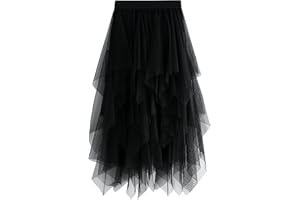 MERCIYD Women's Pleated Skirt Tulle Skirt Asymmetrical Skirts Short Skater Skirts Midi Skirt Summer Skirt