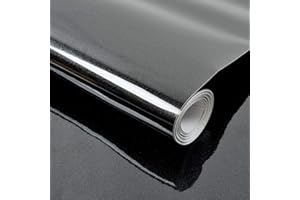 Decoroom Self Adhesive Wallpaper Black Glossy/Glitter Sticky Back Plastic Roll 40X300CM Peel and Stick Wallpaper Upgrade Vinyl Film Decorative Countertops Kitchen Removable Furniture Sticker