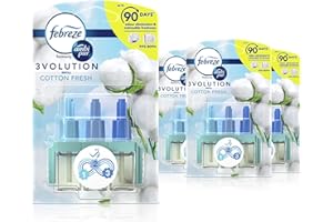 Febreze 3Volution Diffuseur Électrique de Parfum, 4 unités x 20 ml, Pureté de Coton, Recharge, Parfum D'intérieur et Désodorisant