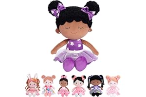 Starpony OUOZZZ Muñeca de Piel Oscura,Muñecas para Niñas,Regalos para Niñas de 1 2 3 4 Años,Juguete Suave,Seguro y Divertido,38CM,Muñeca Morada Durmiente