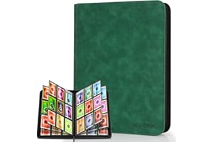 Old Canal Trading Card Album, Card Scrapbook with 9 Compartments for up to 540 Cards, Portable Zip Binder, Cards Binder for MTG, TCG, Baseball Cards (Dark Green)