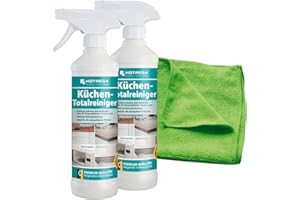 ‎HOTREGA HOTREGA Küchen Totalreiniger 2x 500 ml inkl. Microfasertuch Micro Star - Küchenreiniger, Herdreiniger, Arbeitsplattenreiniger