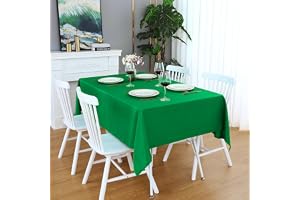 LivinEase duk 140 x 200 cm - Grön Rektangulär bomullsblandningsduk 250 g/m2 för 4 till 6-sits bord - Elegant draperad duk för