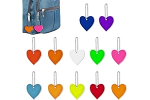 Dereine Ciondolo Riflettente 12 Pezzi,Pendente Riflettente Stella/Cuore per Lo Zaino di Notte, Il Ciclismo,la Camminata, la Corsa Notturna